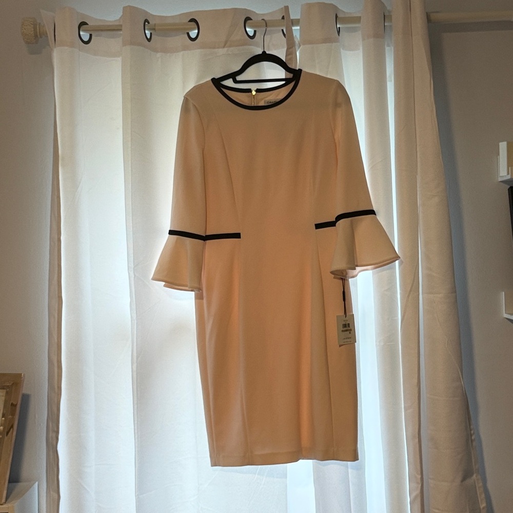 Calvin Klein Cream Dress with Black Accents